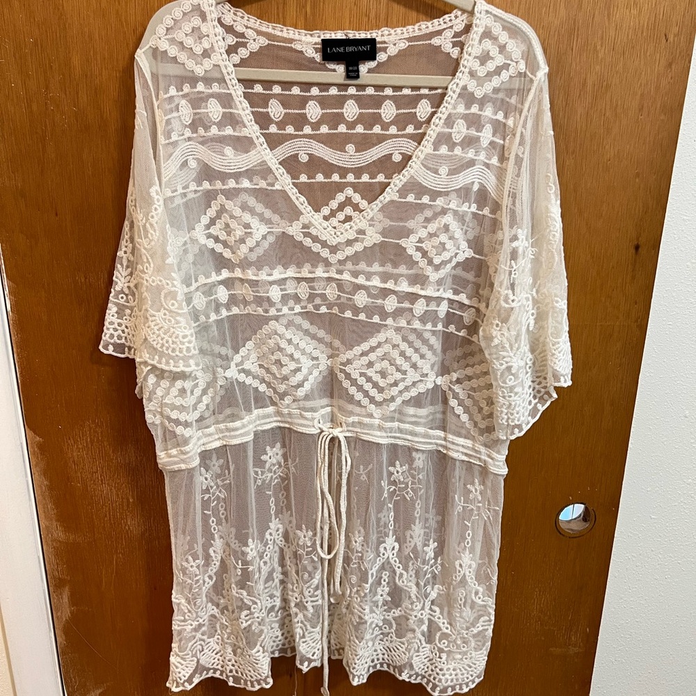 Lane Bryant Cream Lace Blouse